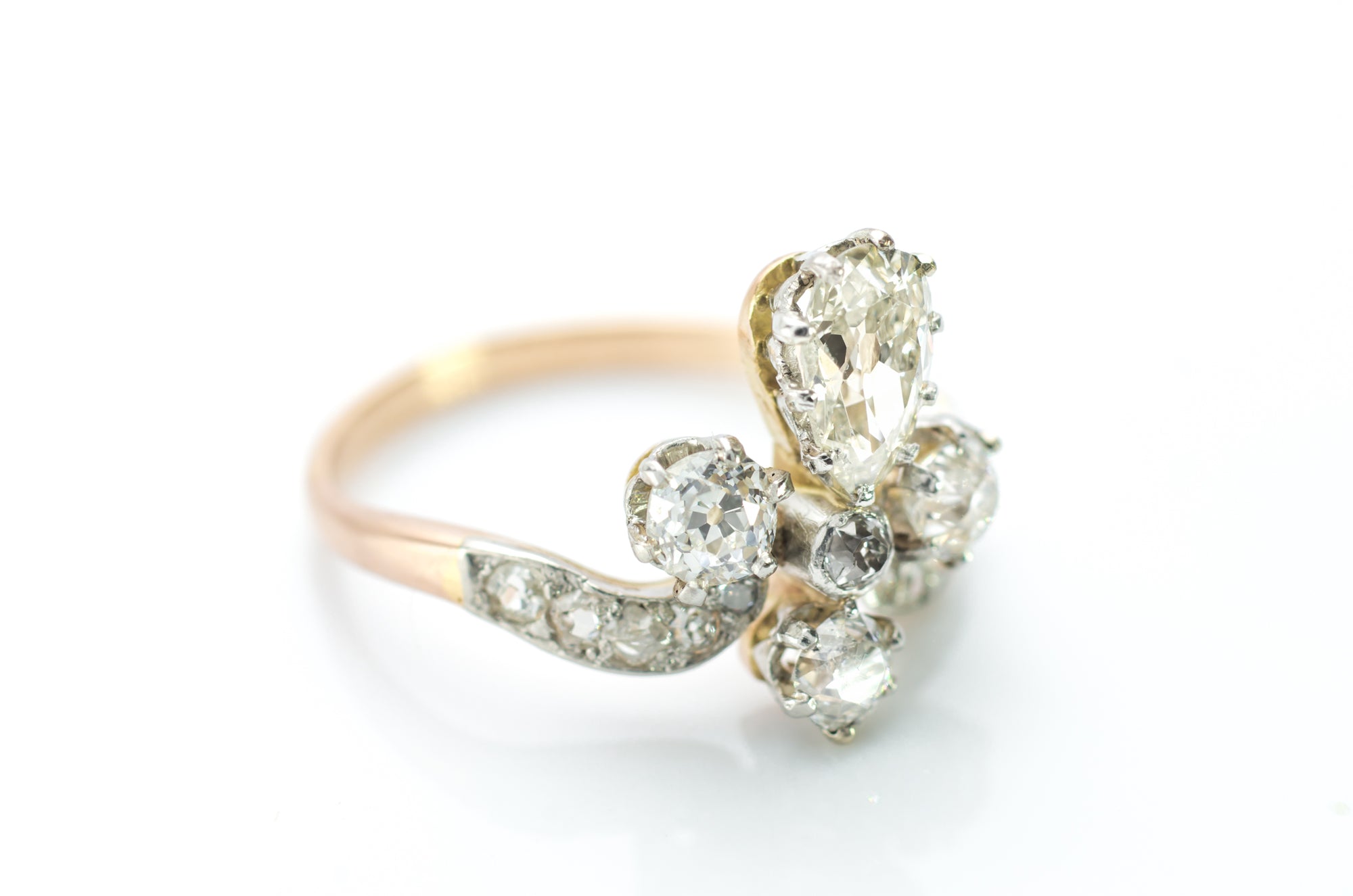 1.55CTW TIARA STYLE RING WITH OLD CUT DIAMONDS - SinCityFinds Jewelry