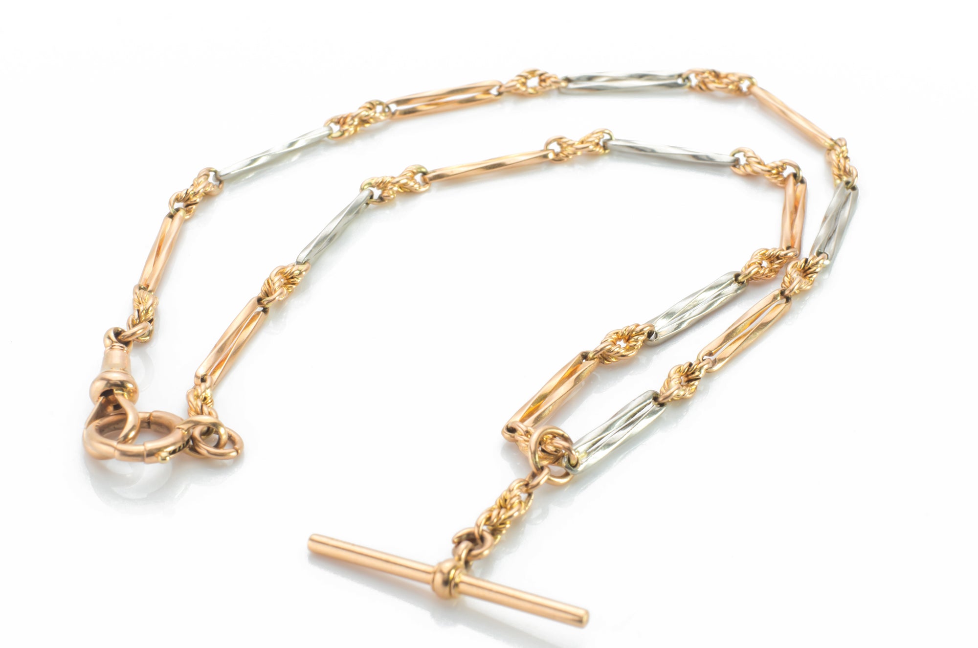 VINTAGE 18K ROSE GOLD AND PLATINUM FANCY LINK CHAIN - SinCityFinds Jewelry