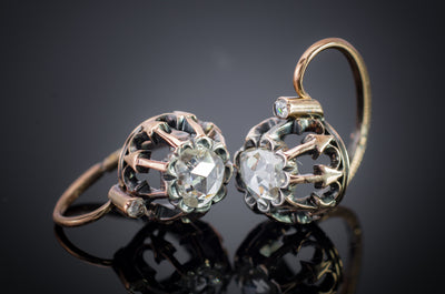 ANTIQUE 18K ROSE GOLD FRENCH DORMEUSE STYLE EARRINGS - SinCityFinds Jewelry