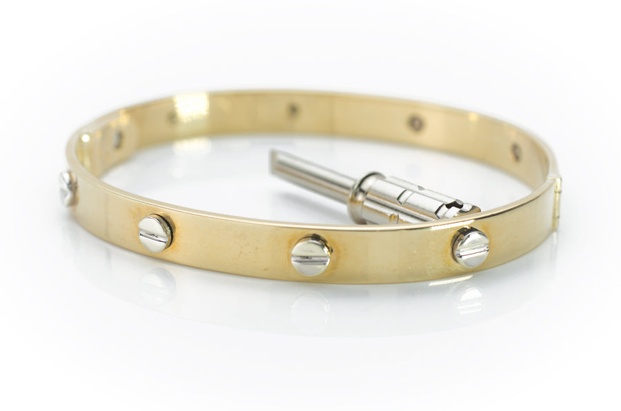 23 GRAM 9KT GOLD BANGLE WITH SCREW - SinCityFinds Jewelry