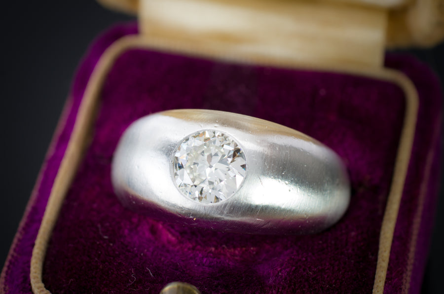 1.1CT OLD EUROPEAN CUT PLATINUM GYPSY RING - SinCityFinds Jewelry