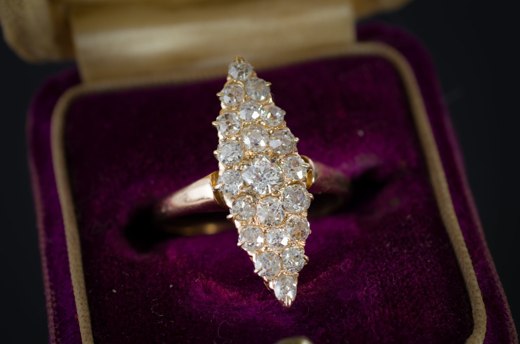 0.70CTW OLD CUT DIAMOND NAVETTE RING - SinCityFinds Jewelry