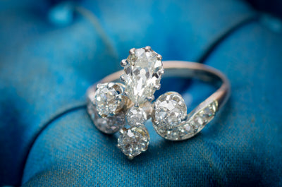 1.55CTW TIARA STYLE RING WITH OLD CUT DIAMONDS - SinCityFinds Jewelry