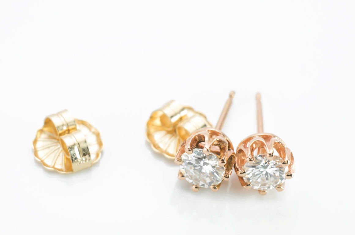 0.66CTW MRB DIAMOND STUDS IN ROSE GOLD - SinCityFinds Jewelry