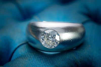 1.1CT OLD EUROPEAN CUT PLATINUM GYPSY RING - SinCityFinds Jewelry