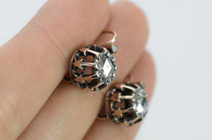 ANTIQUE 18K ROSE GOLD FRENCH DORMEUSE STYLE EARRINGS - SinCityFinds Jewelry