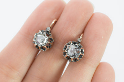 ANTIQUE 18K ROSE GOLD FRENCH DORMEUSE STYLE EARRINGS - SinCityFinds Jewelry
