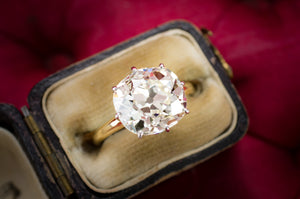 4.76CT ANTIQUE CUSHION CUT SOLITAIRE - SinCityFinds Jewelry