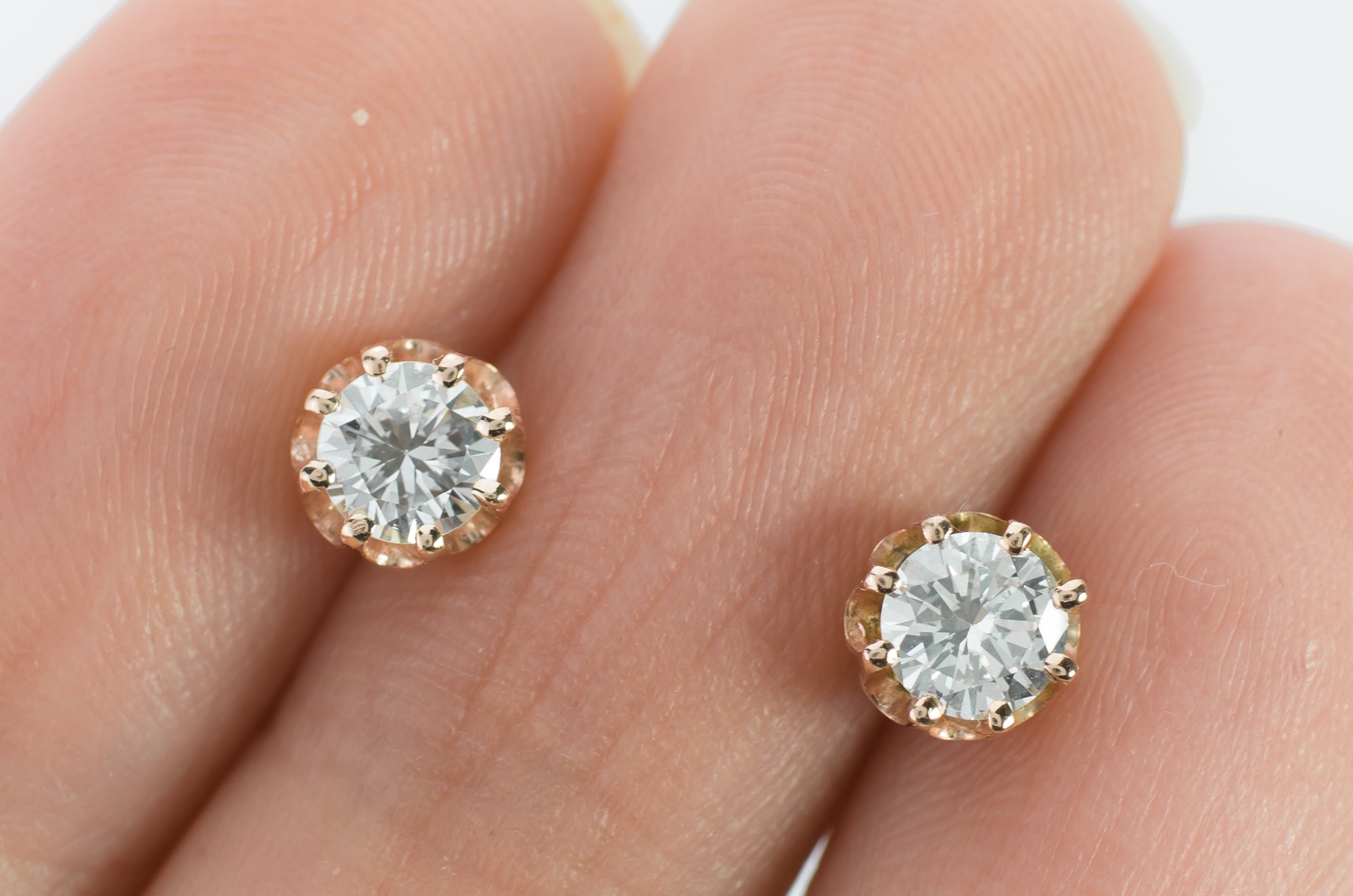 0.66CTW MRB DIAMOND STUDS IN ROSE GOLD - SinCityFinds Jewelry