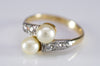 VINTAGE MINE CUT DIAMOND AND PEARL TOI ET MOI RING - SinCityFinds Jewelry