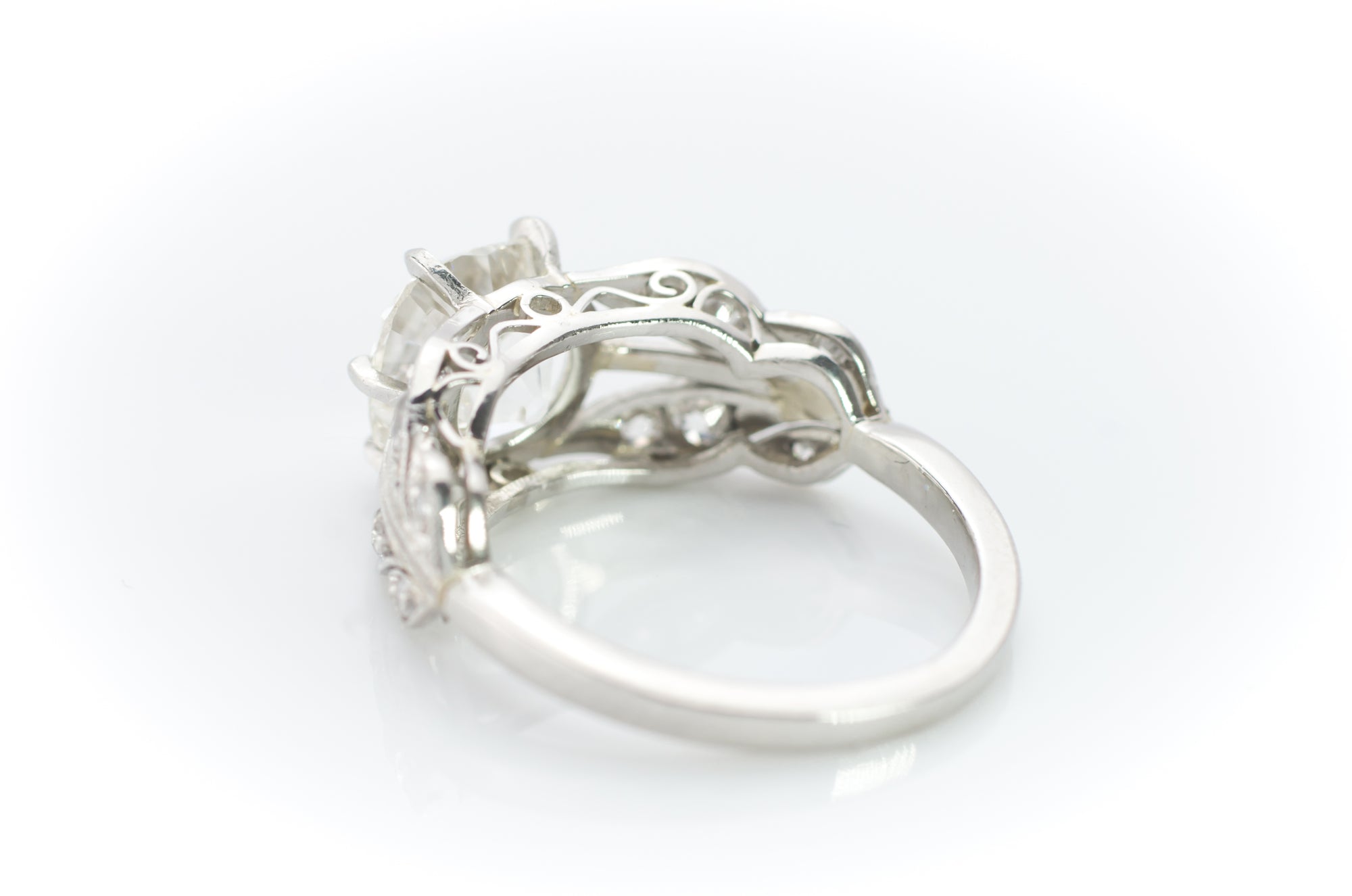 EDWARDIAN STYLE LEAF SHAPED PLATINUM SEMI MOUNT - SinCityFinds Jewelry
