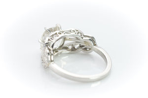 MADE TO ORDER EDWARDIAN STYLE LEAF SHAPED PLATINUM SEMI MOUNT - SinCityFinds Jewelry