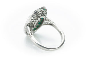 TURQUOISE AND DIAMOND ART DECO STYLE RING - SinCityFinds Jewelry