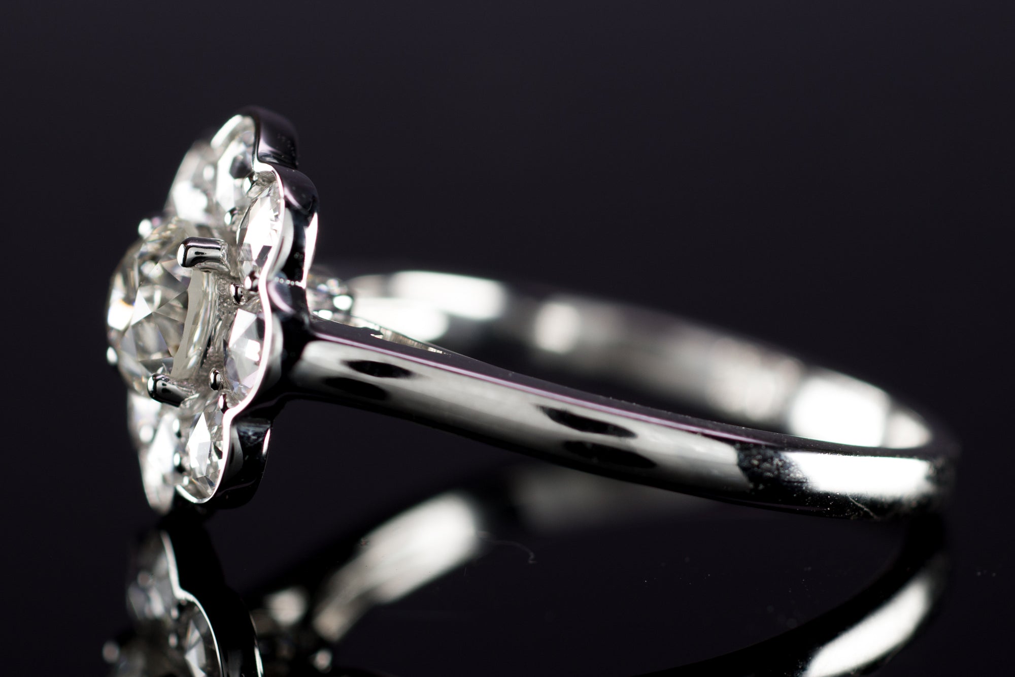 1.27CTW OLD EUROPEAN AND ROSE CUT HALO BY JULIA B. - SinCityFinds Jewelry