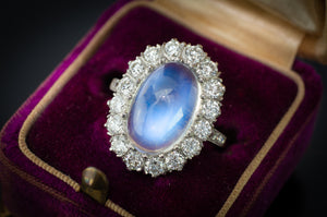 MADE TO ORDER MOONSTONE AND DIAMOND RING - SinCityFinds Jewelry