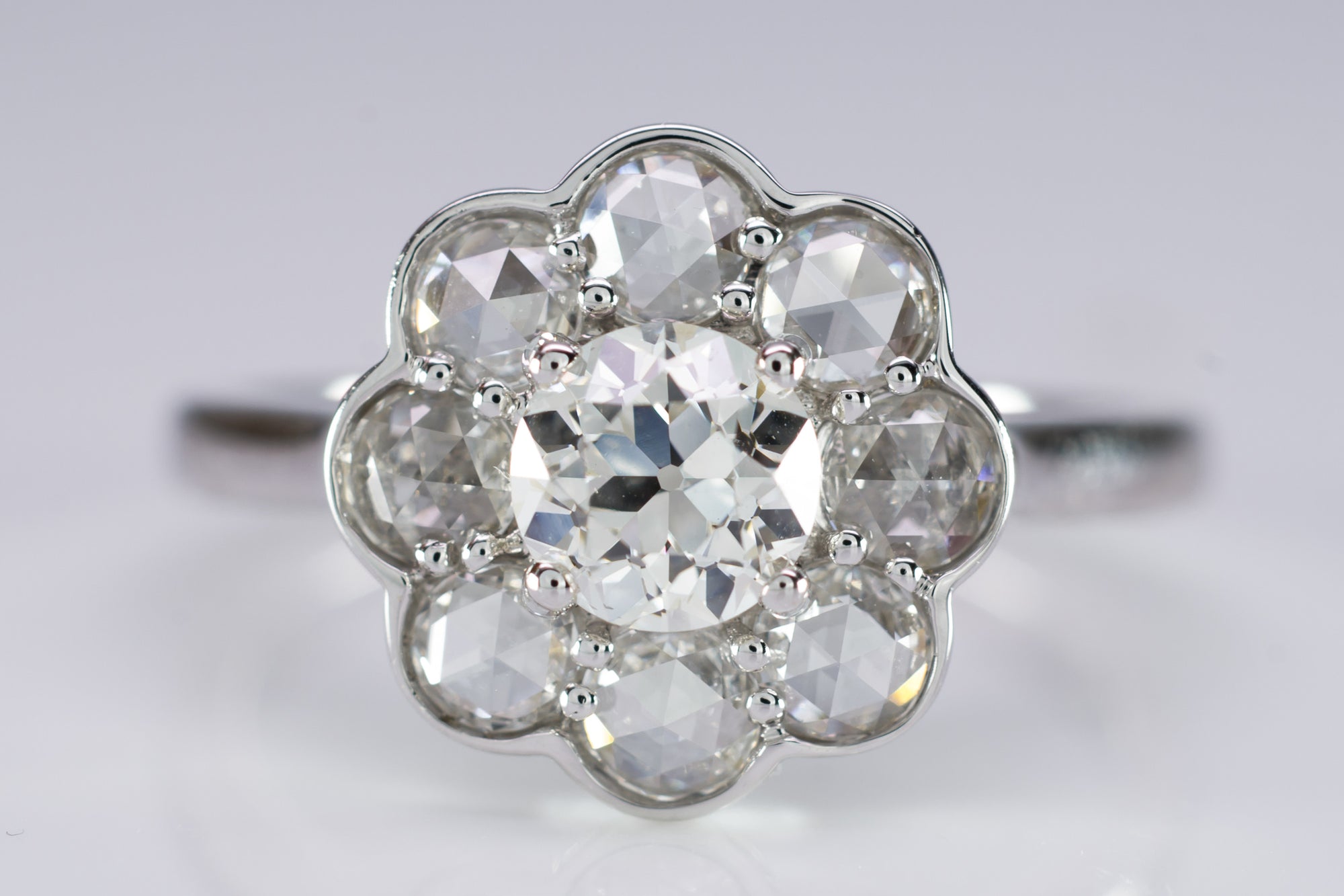 1.27CTW OLD EUROPEAN AND ROSE CUT HALO BY JULIA B. - SinCityFinds Jewelry