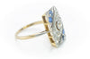 ART DECO DIAMOND AND SAPPHIRE PLAQUE STYLE RING - SinCityFinds Jewelry
