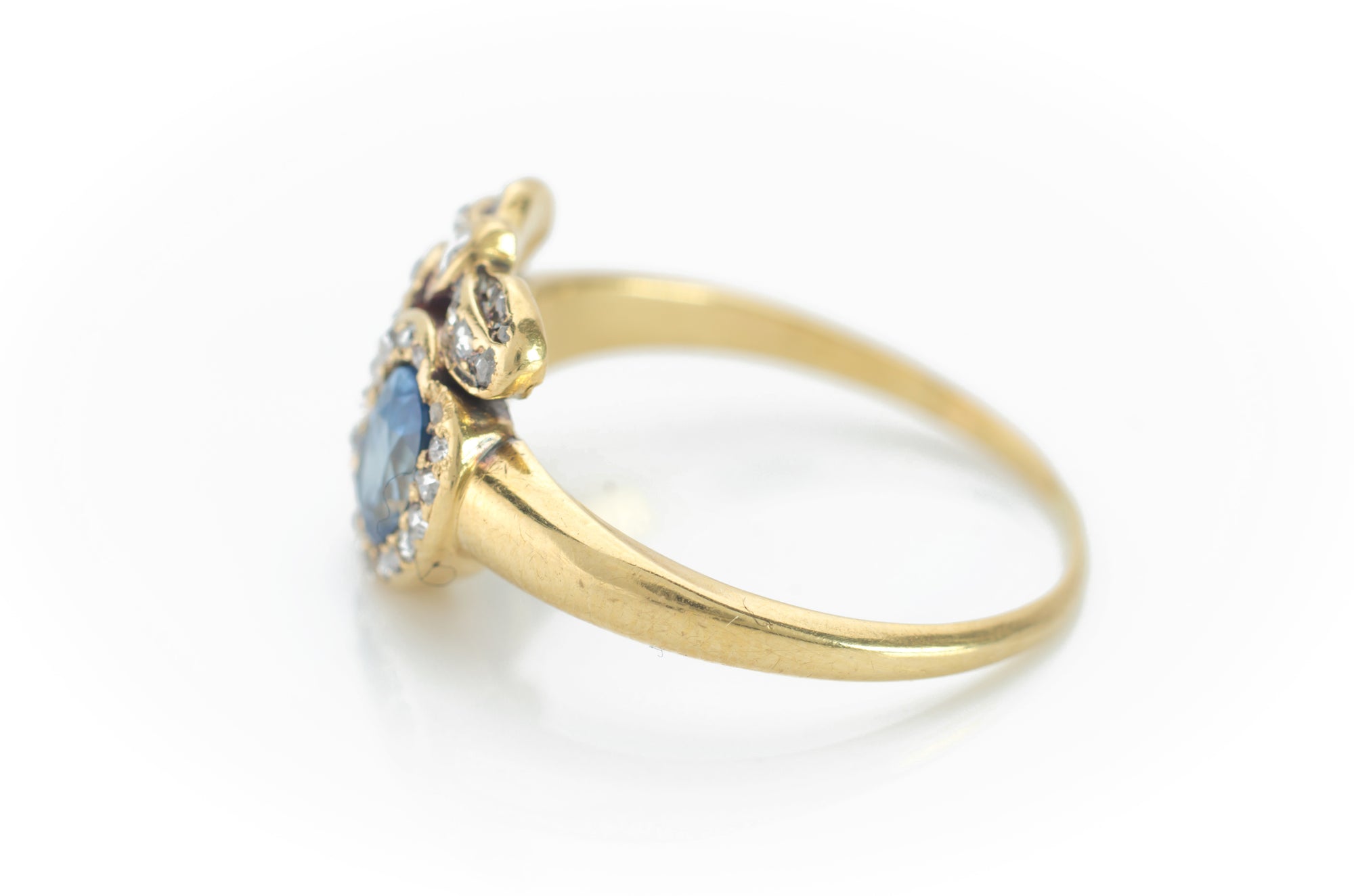 ANTIQUE TWIN HEARTS RING WITH PINK AND BLUE SAPPHIRES - SinCityFinds Jewelry