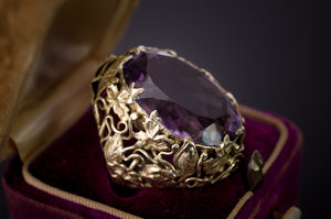 ART NOUVEAU AMETHYST COCKTAIL RING - SinCityFinds Jewelry