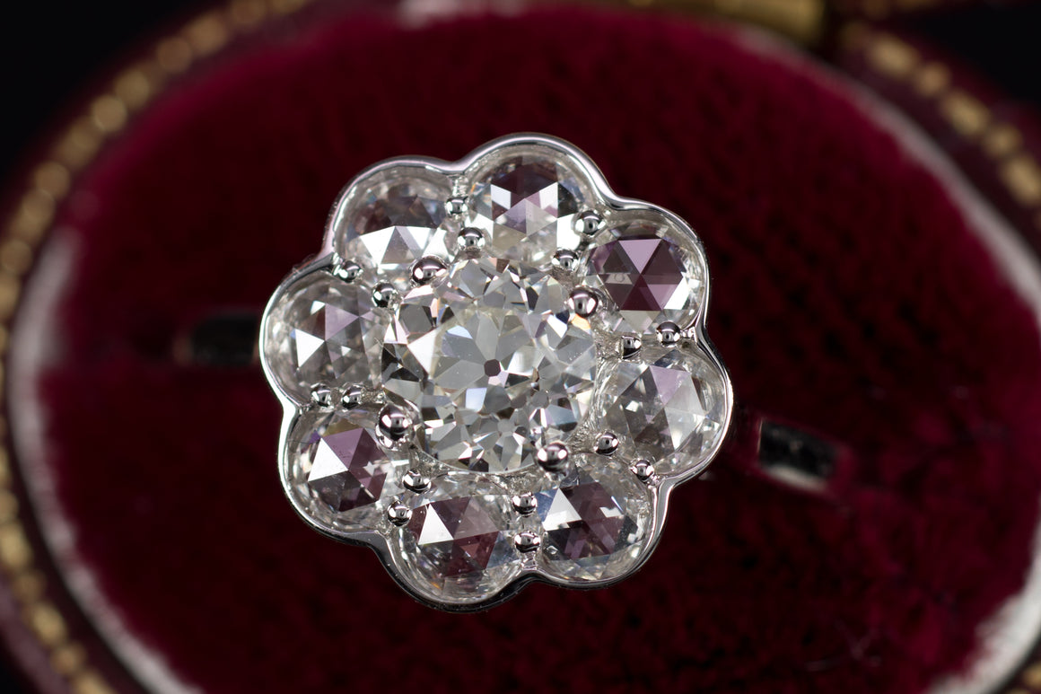 1.27CTW OLD EUROPEAN AND ROSE CUT HALO BY JULIA B. - SinCityFinds Jewelry