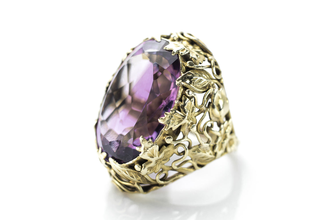 ART NOUVEAU AMETHYST COCKTAIL RING - SinCityFinds Jewelry