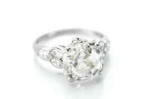 3.78CT VINTAGE ASSCHER CUT DIAMOND ART DECO ENGAGEMENT RING - SinCityFinds Jewelry