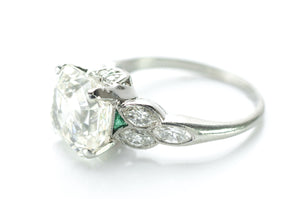 3.78CT VINTAGE ASSCHER CUT DIAMOND ART DECO ENGAGEMENT RING - SinCityFinds Jewelry