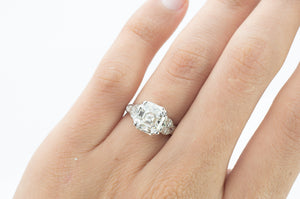 3.78CT VINTAGE ASSCHER CUT DIAMOND ART DECO ENGAGEMENT RING - SinCityFinds Jewelry