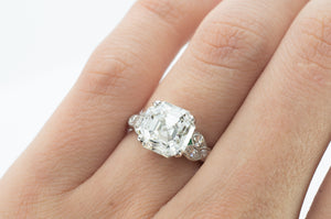 3.78CT VINTAGE ASSCHER CUT DIAMOND ART DECO ENGAGEMENT RING - SinCityFinds Jewelry