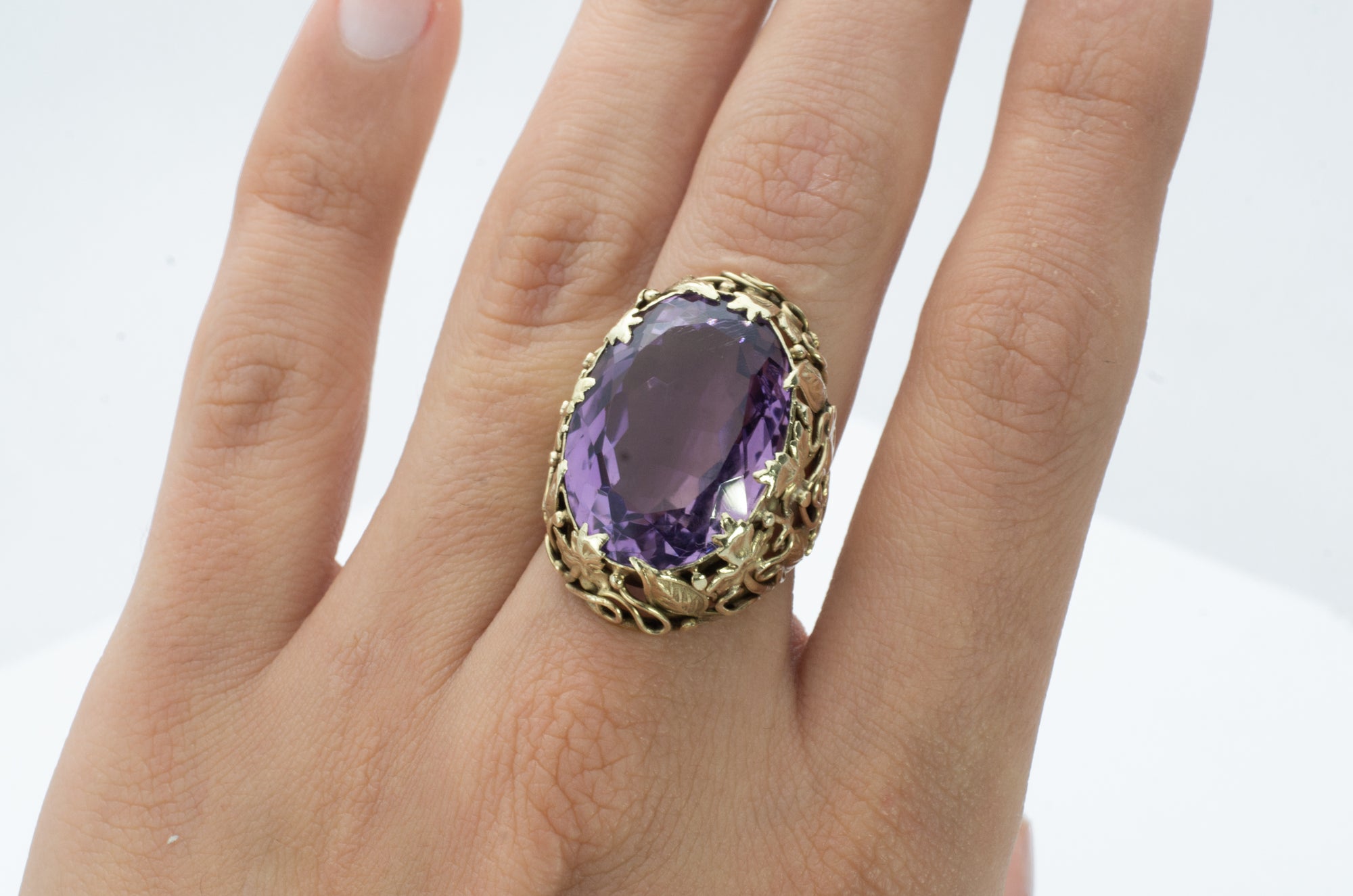 ART NOUVEAU AMETHYST COCKTAIL RING - SinCityFinds Jewelry