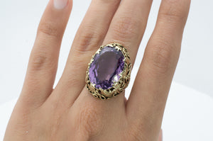 ART NOUVEAU AMETHYST COCKTAIL RING - SinCityFinds Jewelry