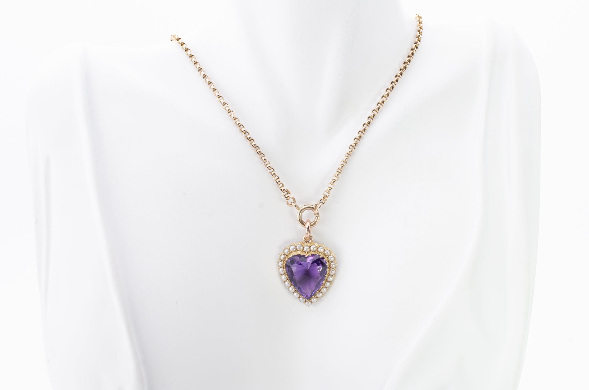 AMETHYST AND SPLIT PEARL HEART SHAPED PENDANT - SinCityFinds Jewelry