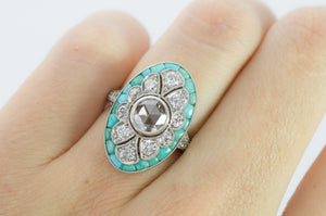 TURQUOISE AND DIAMOND ART DECO STYLE RING - SinCityFinds Jewelry