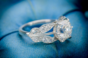 MADE TO ORDER EDWARDIAN STYLE LEAF SHAPED PLATINUM SEMI MOUNT - SinCityFinds Jewelry