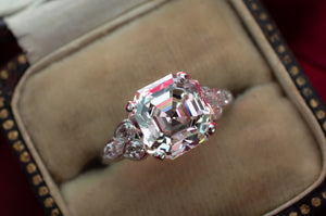 3.78CT VINTAGE ASSCHER CUT DIAMOND ART DECO ENGAGEMENT RING - SinCityFinds Jewelry