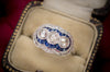 ROSE CUT DIAMOND AND SAPPHIRE DOUBLE HALO RING - SinCityFinds Jewelry