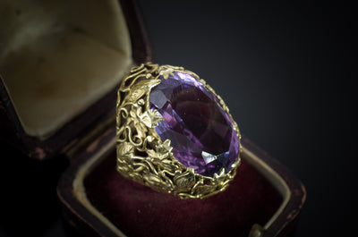 ART NOUVEAU AMETHYST COCKTAIL RING - SinCityFinds Jewelry