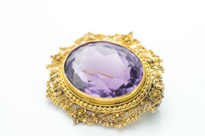 21.20CT ANTIQUE AMETHYST BROOCH - SinCityFinds Jewelry