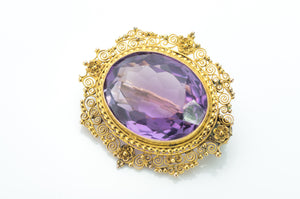 21.20CT ANTIQUE AMETHYST BROOCH - SinCityFinds Jewelry