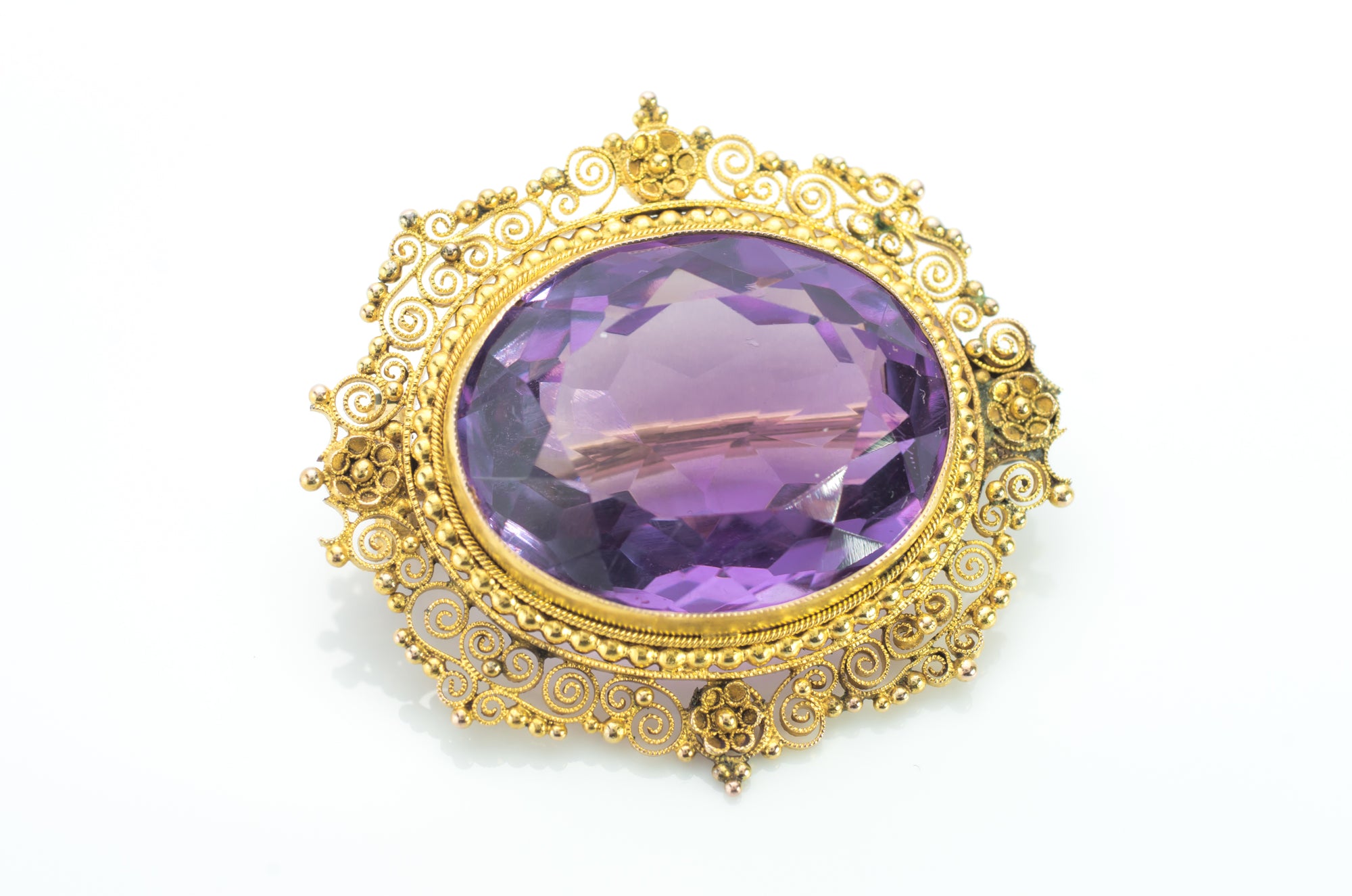 21.20CT ANTIQUE AMETHYST BROOCH - SinCityFinds Jewelry