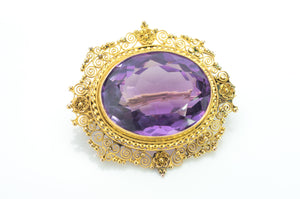 21.20CT ANTIQUE AMETHYST BROOCH - SinCityFinds Jewelry