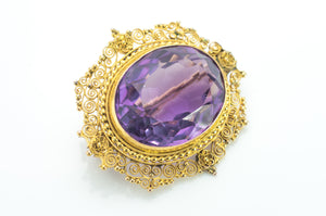 21.20CT ANTIQUE AMETHYST BROOCH - SinCityFinds Jewelry