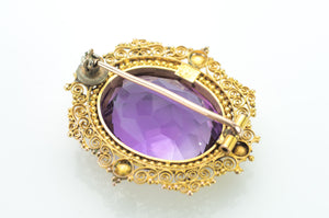 21.20CT ANTIQUE AMETHYST BROOCH - SinCityFinds Jewelry