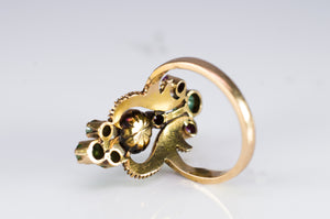 MIXED GEM AND ROSE CUT DIAMOND COCKTAIL RING - SinCityFinds Jewelry