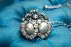 TWIN HEARTS PEAL BROOCH WITH OLD MINE CUT DIAMONDS - SinCityFinds Jewelry