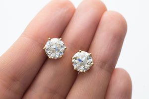 8MM 4CTW EQUIVALENT OLD EUROPEAN CUT MOISSANITE STUDS - SinCityFinds Jewelry