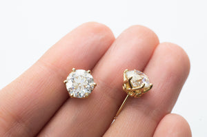 8MM 4CTW EQUIVALENT OLD EUROPEAN CUT MOISSANITE STUDS - SinCityFinds Jewelry