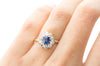 SAPPHIRE AND OLD MINE CUT DIAMOND HALO RING - SinCityFinds Jewelry