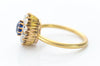 SAPPHIRE AND OLD MINE CUT DIAMOND HALO RING - SinCityFinds Jewelry