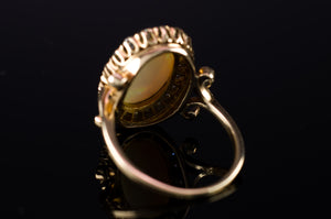 OPAL AND OLD CUT DIAMOND HALO RING - SinCityFinds Jewelry